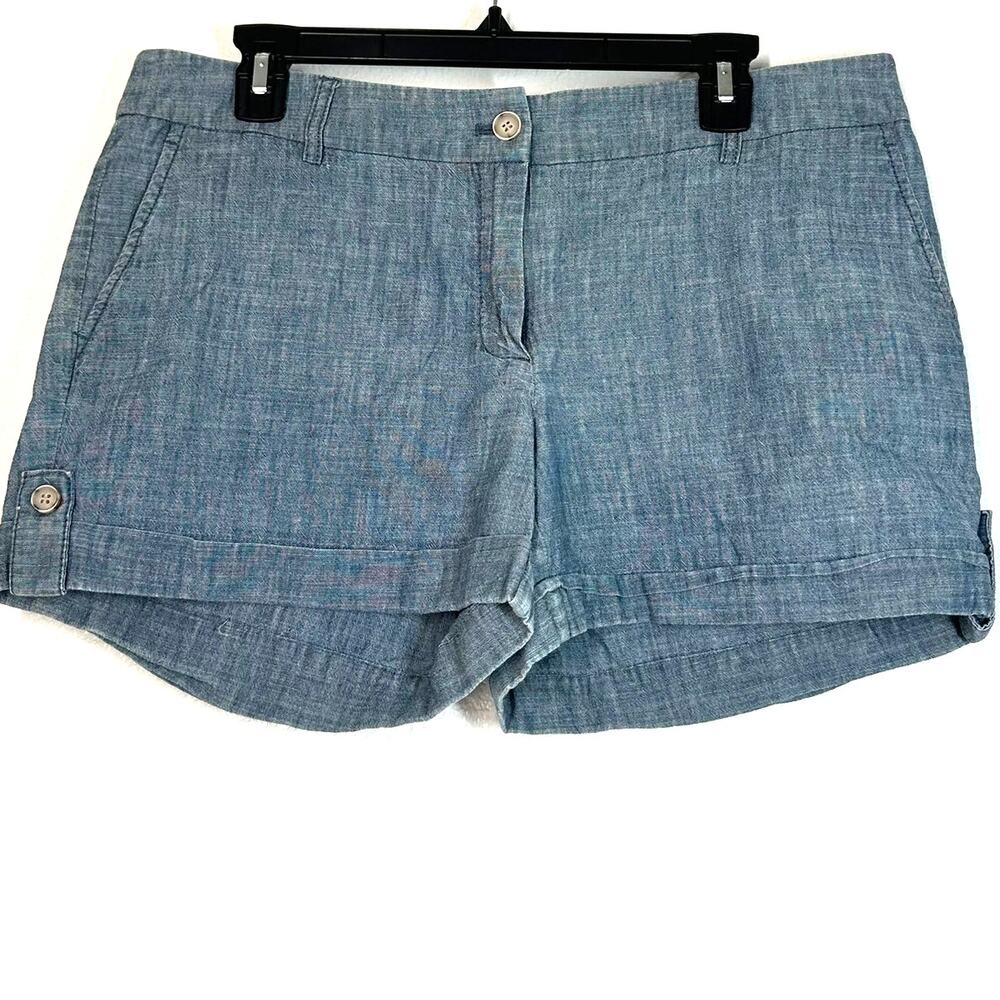 Kenar 12 Shorts 100% Cotton Chambray Blue 4" Inseam Roll Tab